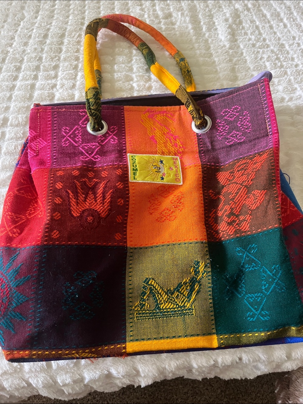 Colorblock Patchwork Tote Bag in Multicolor